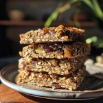 ['Close-up view of Cinnamon Apple Granola Bars with a golden-brown color and visible apple chunks.', 'Side profile of a freshly baked granola bar, showcasing oats, dried apples, and a sprinkle of cinnamon.', 'Detailed shot of Cinnamon Apple Granola Bars highlighting their chewy texture and nutty ingredients.', 'An enticing side view of a granola bar, featuring a mix of oats and pieces of dried apple.']