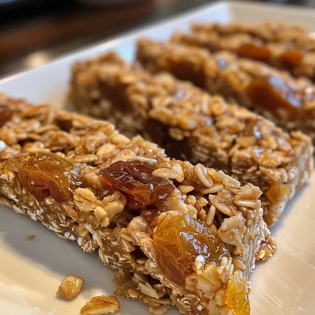 ['Close-up view of Cinnamon Apple Granola Bars with a golden-brown color and visible apple chunks.', 'Side profile of a freshly baked granola bar, showcasing oats, dried apples, and a sprinkle of cinnamon.', 'Detailed shot of Cinnamon Apple Granola Bars highlighting their chewy texture and nutty ingredients.', 'An enticing side view of a granola bar, featuring a mix of oats and pieces of dried apple.']