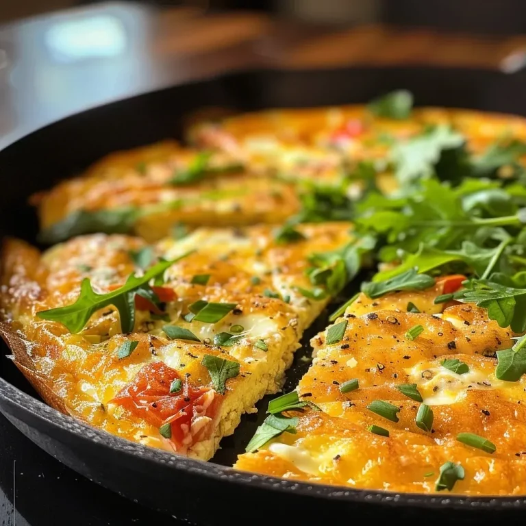 ['Close-up of a chicken sausage frittata with colorful vegetables.', 'Side view of a juicy frittata showcasing melted cheese and green peppers.', 'A beautifully plated frittata with chicken sausage and garnished with arugula.', 'Vibrant frittata featuring eggs, cheese, and fresh vegetables in a skillet.']