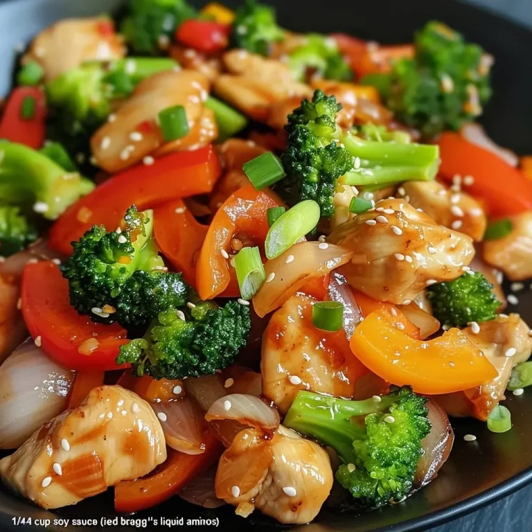 ['Close-up view of a colorful chicken stir fry with vegetables.', 'Juicy pieces of chicken mixed with vibrant bell peppers and broccoli.', 'A delicious stir fry featuring sliced onions, garlic, and sesame seeds.', 'Healthy chicken stir fry in a pan, showcasing fresh ingredients.']