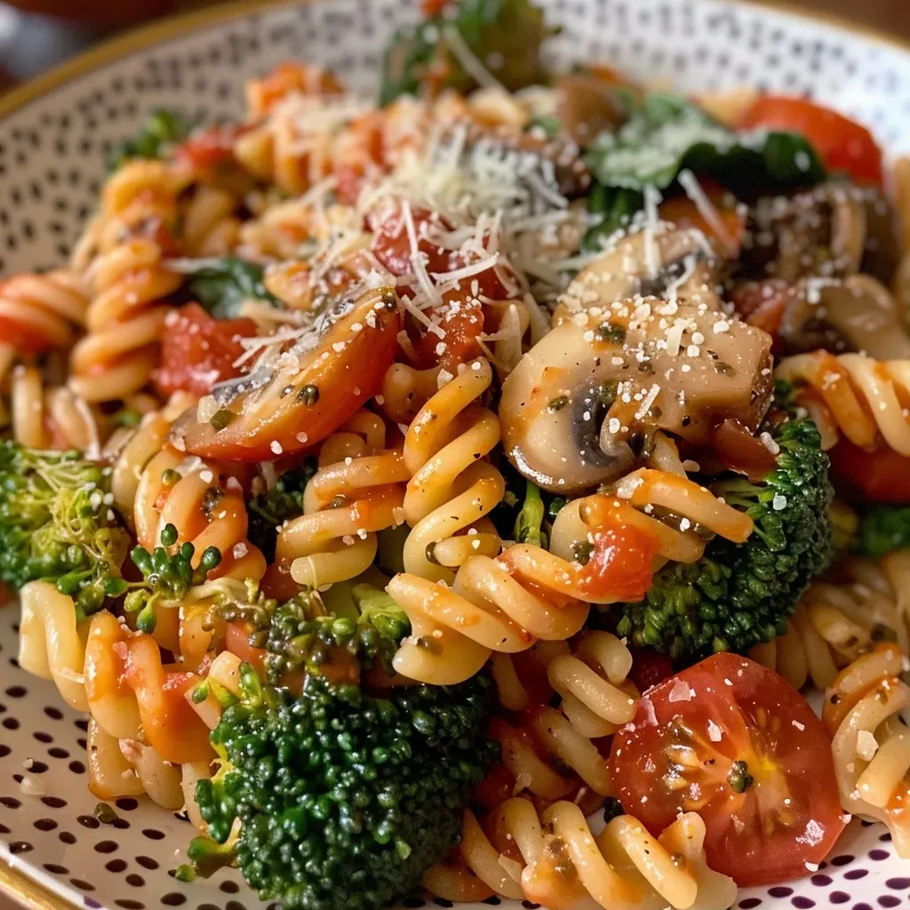 ['Close-up view of a bowl of Healthy One Pot Pasta with vibrant vegetables.', 'Side view of a delicious Healthy One Pot Pasta dish, showing colorful ingredients.', 'Juicy Healthy One Pot Pasta featuring broccoli, mushrooms, and spinach.', 'Close-up image of a hearty bowl of Healthy One Pot Pasta with fresh herbs.']