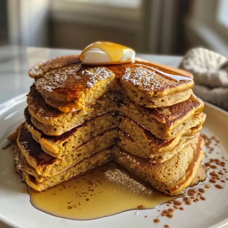 ['Close-up of stacked healthy pumpkin pancakes topped with chopped pecans and maple syrup.', 'Side view of pumpkin pancakes drizzled with maple syrup, garnished with yogurt and pecans.', 'Juicy pumpkin pancakes on a plate, showcasing their fluffy texture and vibrant orange color.', 'Delicious healthy pumpkin pancakes served with butter and a side of Greek yogurt.']