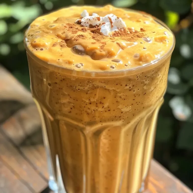 ['Close-up of a creamy pumpkin protein smoothie in a clear glass with a swirl of whipped cream on top.', 'Side view of a healthy pumpkin smoothie garnished with a sprinkle of cinnamon and a dollop of whipped cream.', 'Thick, orange pumpkin smoothie in a glass, featuring an ice cube and a cinnamon dusting on whipped cream.', 'Vibrant pumpkin protein smoothie in a glass, with a side view showcasing textures and colors.']