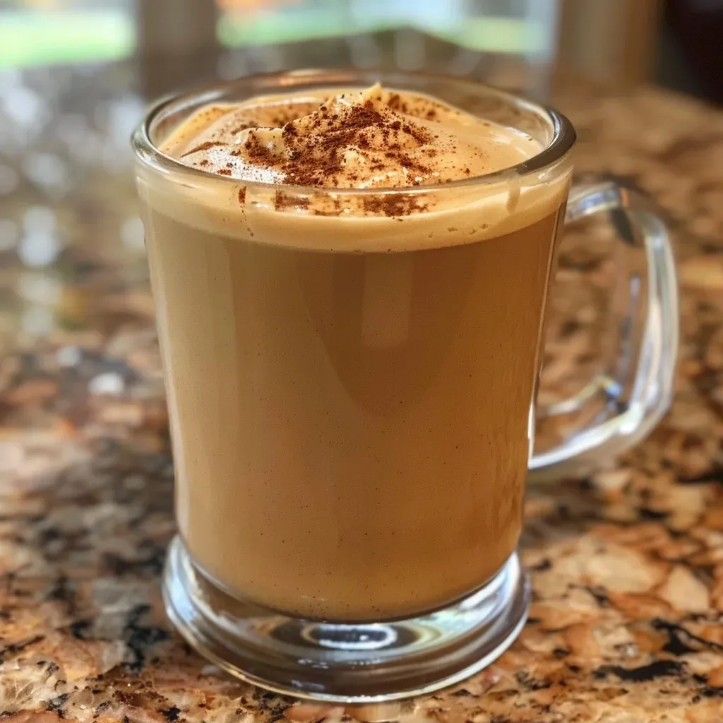 ['Close-up view of a healthy pumpkin spice latte in a clear glass.', 'Side view of a creamy pumpkin spice latte topped with whipped cream and spice.', 'Delicious pumpkin spice latte in a stylish cup with a warm autumn backdrop.', 'Frosty pumpkin spice latte made with almond milk, garnished with cinnamon.']