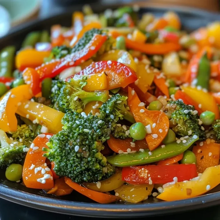 ['A vibrant mix of sautéed vegetables including broccoli, bell peppers, and carrots in a stir fry.', 'Close-up of a colorful vegetable stir fry featuring snap peas and garlic with a glossy sauce.', 'A side view of a healthy vegetable stir fry showcasing fresh ingredients and a hint of sesame oil.', 'A delicious stir-fried vegetable medley with a shiny glaze and red pepper flakes on top.']