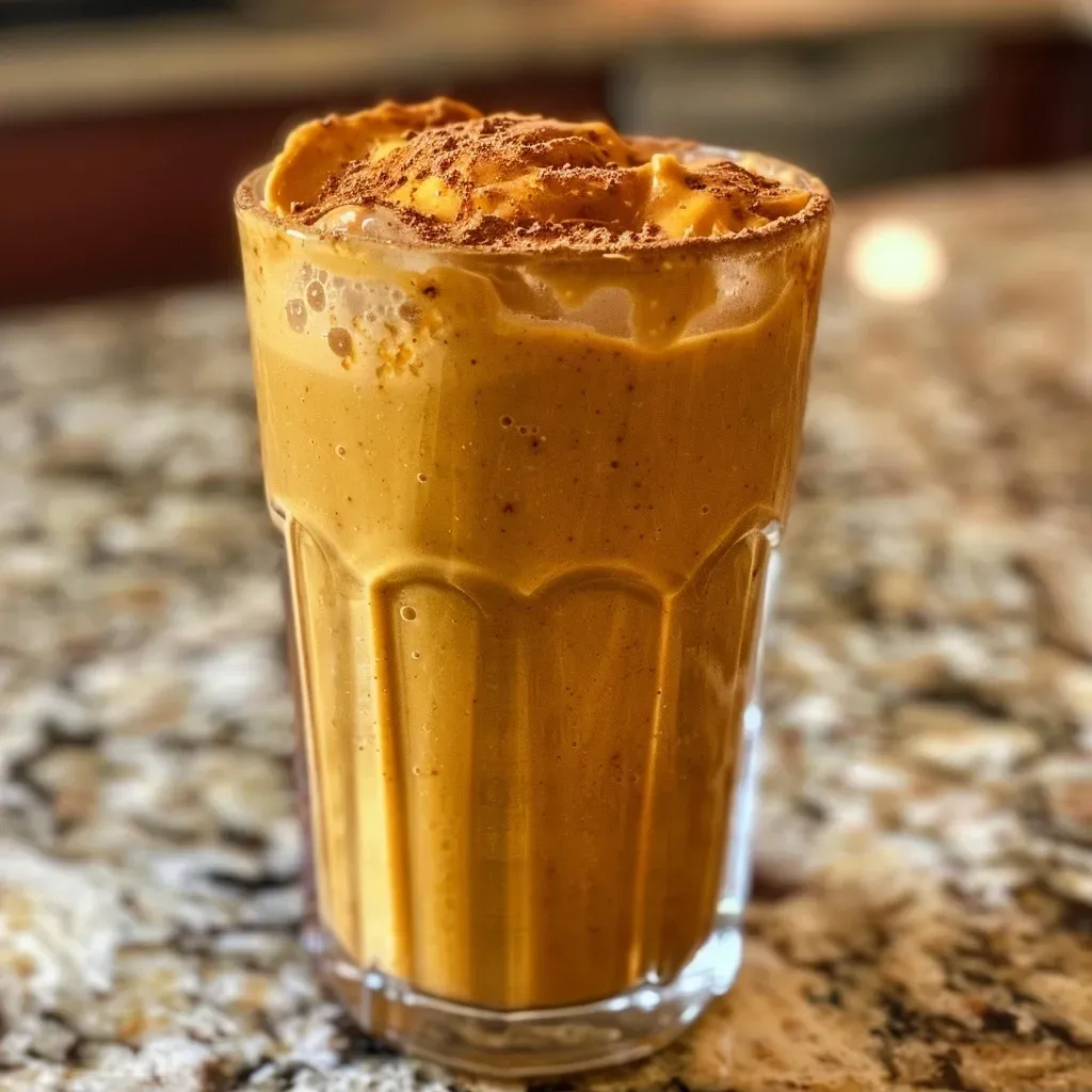 ['Close-up of a creamy pumpkin pie in a glass, topped with a drizzle of coconut milk.', 'Side view of a high protein pumpkin pie dessert in a glass, featuring a smooth texture and spices.', 'A glass filled with layers of pumpkin puree and coconut milk, garnished with spices.', 'Detailed shot of a high protein pumpkin pie in a glass, showcasing its rich, dairy-free ingredients.']
