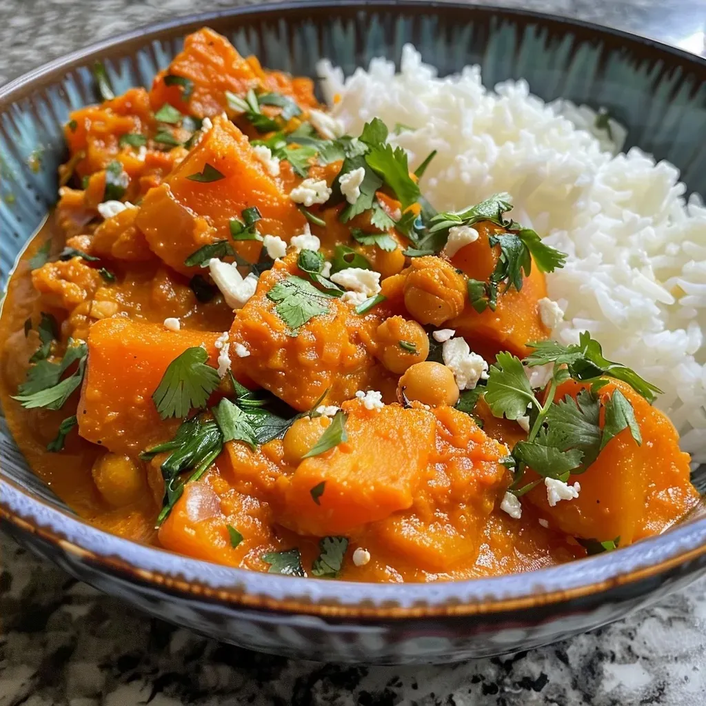 ['A vibrant bowl of Indian Pumpkin Curry with spices and vegetables.', 'A close-up view of creamy pumpkin curry garnished with spinach and cilantro.', 'Rich, orange-colored pumpkin curry with visible chunks of pumpkin and tomatoes.', 'An appetizing serving of Indian Pumpkin Curry, showcasing its glossy coconut milk texture.']