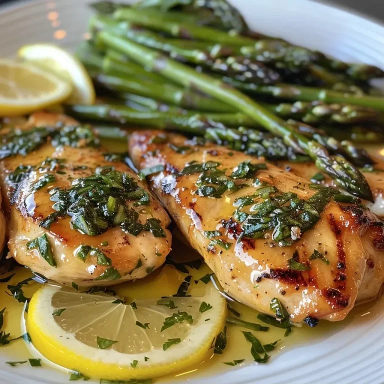 ['Close-up view of juicy lemon herb chicken alongside fresh asparagus.', 'Side angle of golden-brown lemon herb chicken with green asparagus spears.', 'Flavorful lemon herb chicken garnished with lemon slices and asparagus on a plate.', 'Appetizing plate featuring succulent lemon herb chicken and vibrant asparagus.']