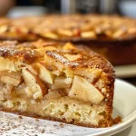 ['Side view of a slice of low-fat cinnamon apple cake with visible apple chunks.', 'Close-up image of a moist low-fat cinnamon apple cake, highlighting its texture and ingredients.', 'Detailed view of a piece of low-fat cinnamon apple cake, showing the creamy topping and apple pieces.', 'Slice of low-fat cinnamon apple cake with a golden-brown crust and sprinkled cinnamon on top.']