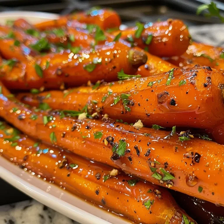 ['Close-up of shiny maple glazed carrots with a glossy finish.', 'Side view of caramelized carrots glistening with maple syrup.', 'Succulent maple glazed carrots arranged beautifully on a plate.', 'Vibrant, glossy carrots glistening in a sweet maple glaze.']