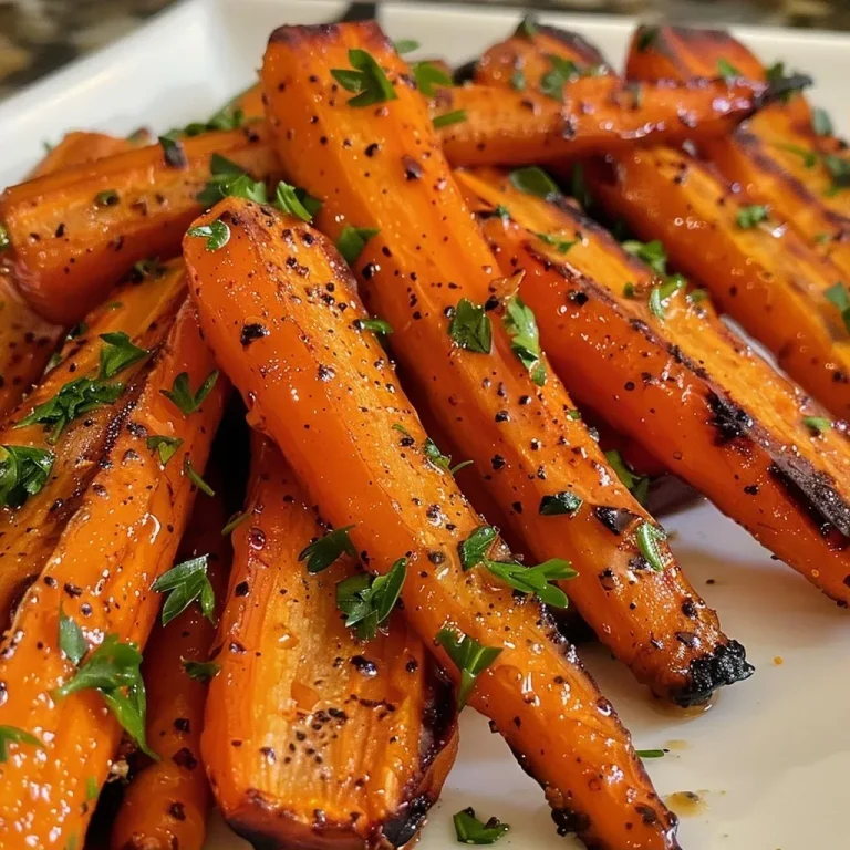 ['Close-up view of roasted carrots glistening with maple glaze.', 'Juicy maple glazed roasted carrots arranged on a rustic plate.', 'Side view of vibrant, shiny roasted carrots with a sweet glaze.', 'Tender carrots coated in a rich maple syrup glaze, ready to eat.']