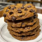 ['Close-up view of freshly baked pumpkin spice cookies on a wooden surface.', 'A side view photo showcasing golden, soft pumpkin spice cookies.', 'Detailed shot of pumpkin spice cookies with chocolate chunks, highlighting texture.', 'Tasty looking pumpkin spice cookies on a rustic kitchen table.']