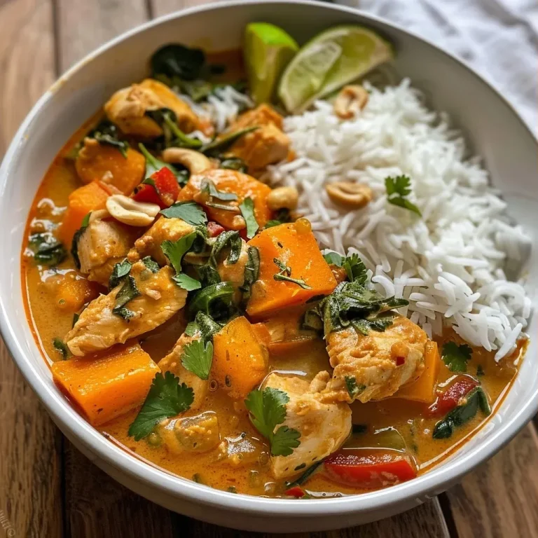 ['Close-up view of a bowl filled with Slow Cooker Chicken Pumpkin Curry, showcasing the vibrant orange color of the sauce and pieces of chicken and vegetables.', 'Side view of a serving of Slow Cooker Chicken Pumpkin Curry with colorful ingredients like red bell pepper and green spinach visible.', 'Delicious bowl of chicken curry with pumpkin, garnished with lime wedges and cilantro, emphasizing the rich texture of the dish.', 'Juicy Slow Cooker Chicken Pumpkin Curry in a bowl, featuring a mix of tender chicken, pumpkin pieces, and a hint of coconut milk.']