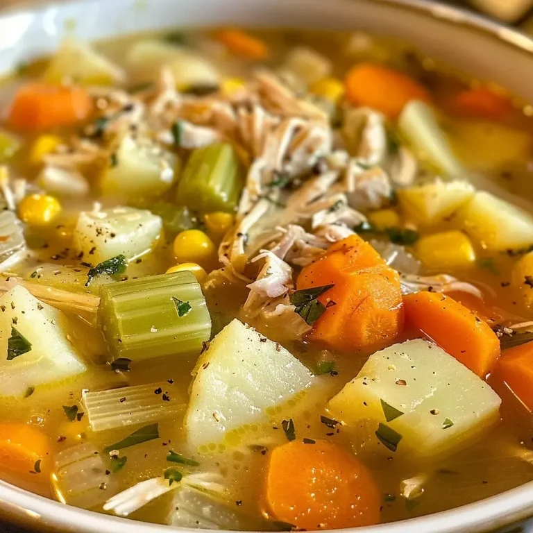 ['Close-up view of a bowl of Slow Cooker Turkey Soup with vegetables and herbs.', 'A steaming bowl of delicious turkey soup featuring carrots, potatoes, and turkey.', 'Side view of turkey soup in a rustic bowl, showcasing colorful vegetables and broth.', 'Rich and hearty turkey soup filled with potatoes, celery, and garnished with herbs.']