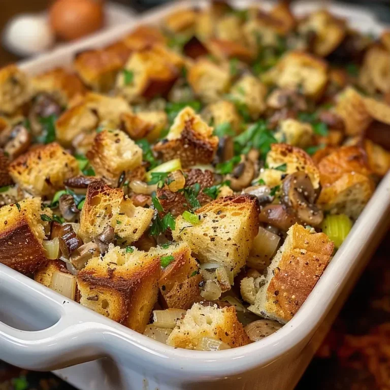 Cozy Chestnut Stuffing for Effortless Gatherings Close-up view of a bowl filled with chestnut stuffing, showcasing a colorful mix of ingredients.