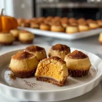Close-up view of keto pumpkin cheesecake bites on a plate, highlighting their rich texture.