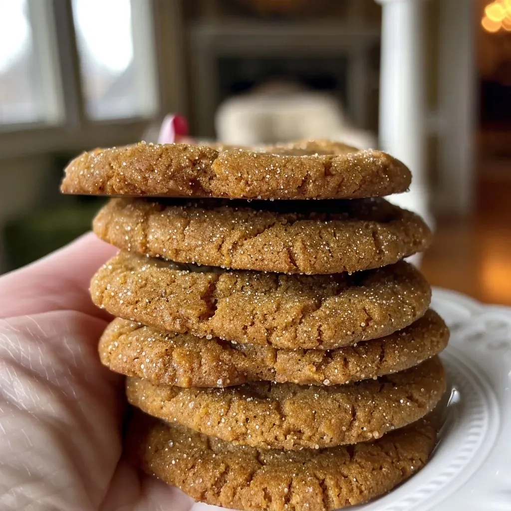 Side view of freshly baked Molasses Spice Cookies, highlighting their soft and chewy appearance.