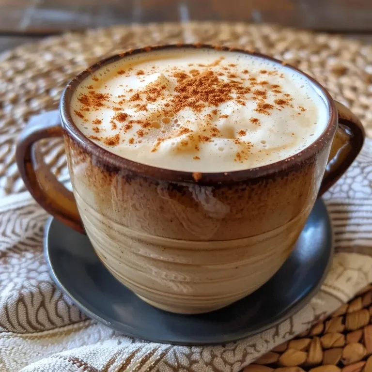 Close-up view of a Pumpkin Spice Latte topped with whipped cream and sprinkled with pumpkin pie spice.