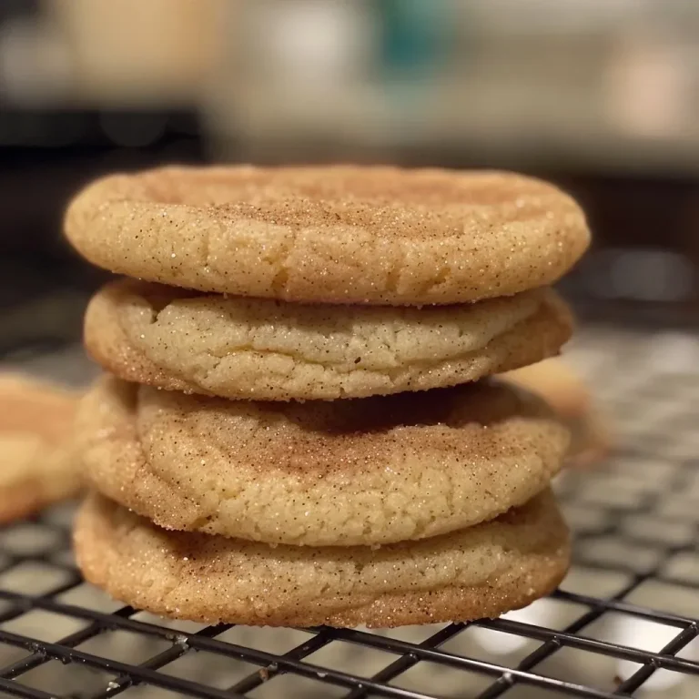 Deliciously Simple Snickerdoodle Cookies from Cake Mix Close-up view of freshly baked snickerdoodle cookies with a golden-brown exterior.